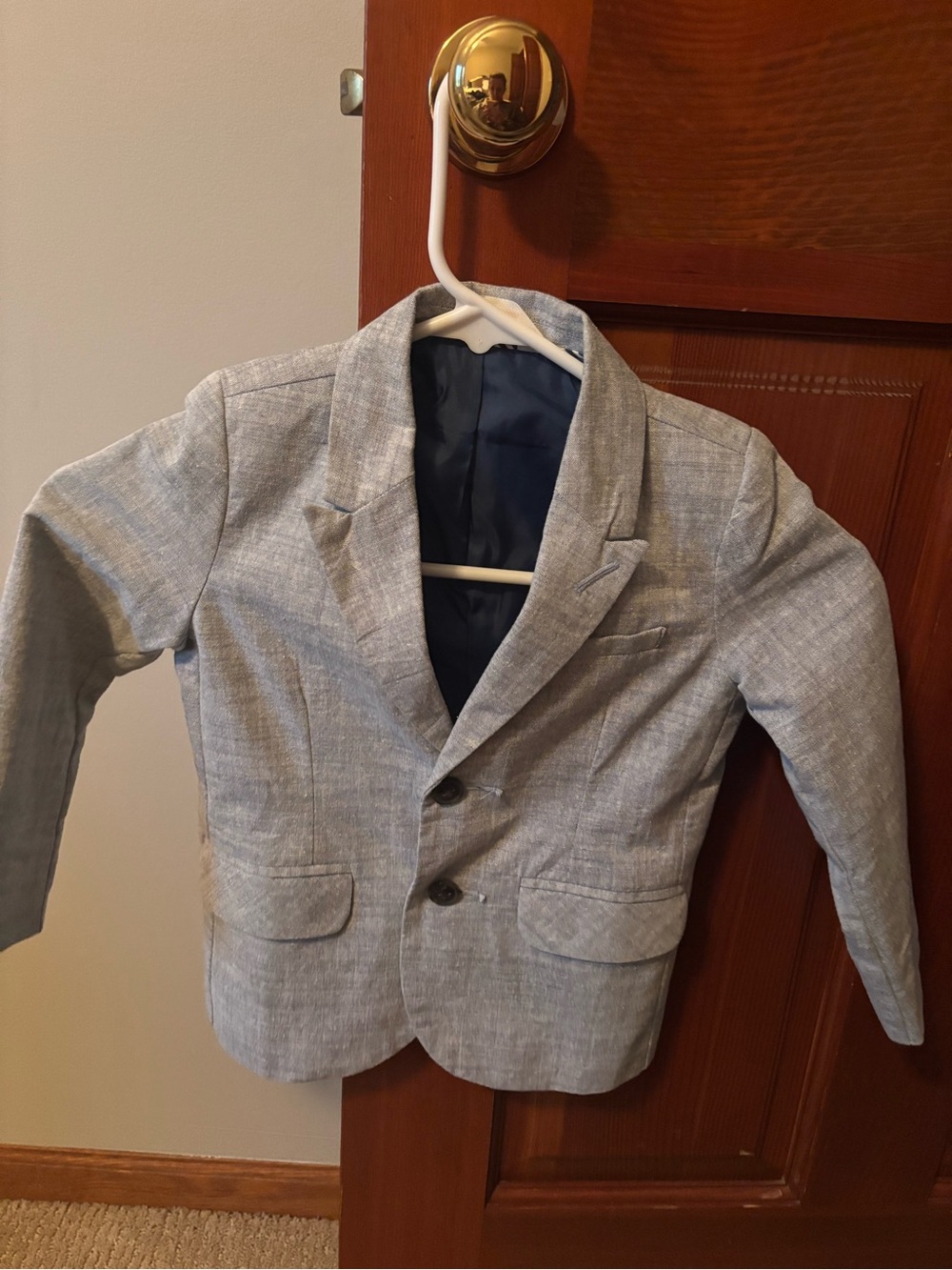 Cat & Jack Light Gray Boys' Blazer with Navy Lining